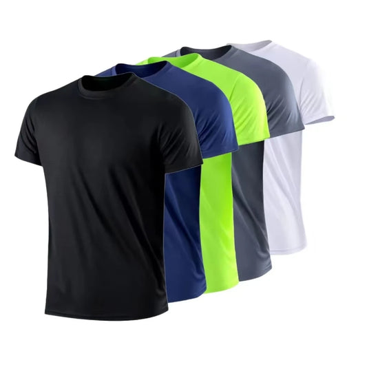 Men's Quick Dry Moisture Wicking round Neck T-Shirt Lightweight Running Exercise Gym Sport Short Sleeve Training Shirt Top