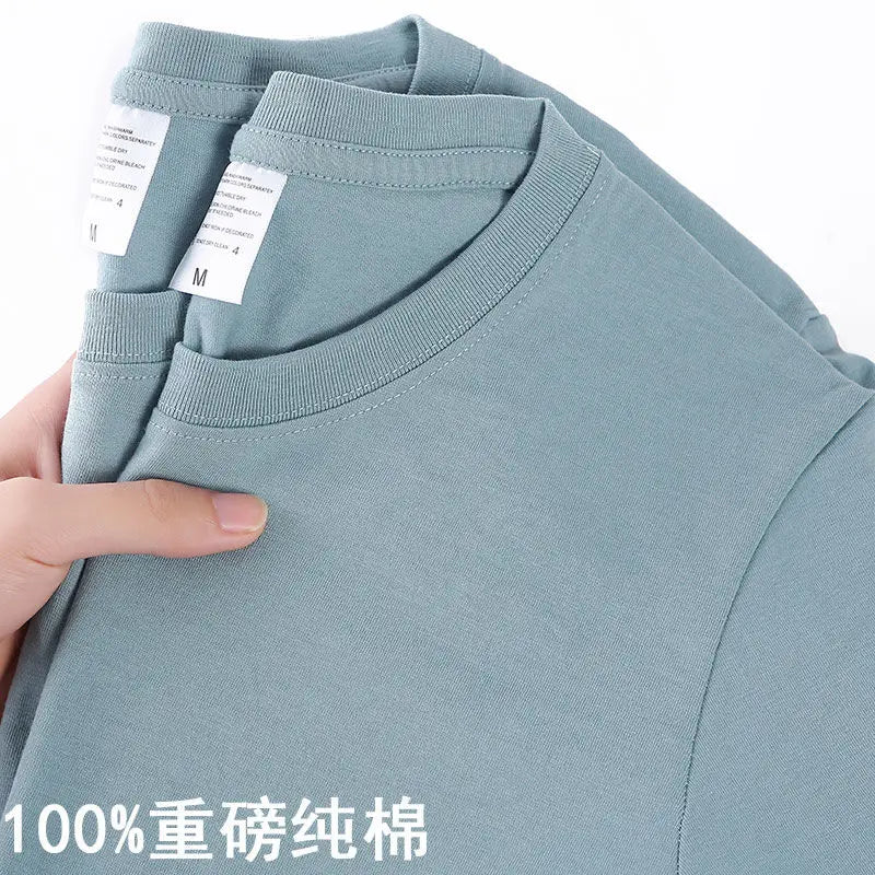 Unisex 100% Cotton Solid Color T-shirt O-Neck Short-Sleeve Summer Casual Top Loose Fit M-4XL Breathable Moisture Wicking