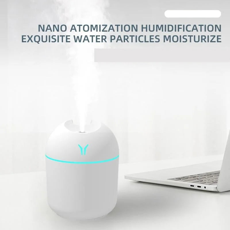 250ML USB Mini Ultrasonic Air Humidifier Essential Oil Aroma Diffuser with LED Color Lamp for Home Car Mute Mist Maker Touch-tone Control