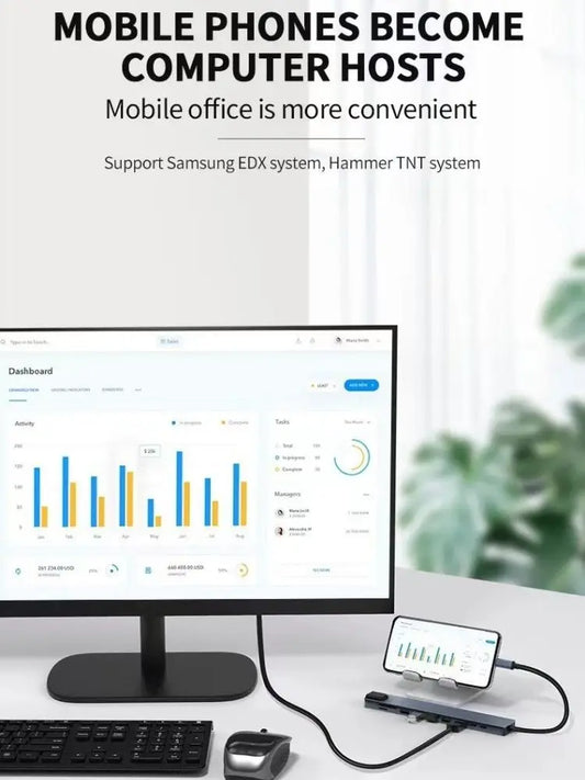 8in1 USB C HUB Type C Splitter 4K Thunderbolt 3 Docking Station Laptop Adapter For Macbook Air M1 iPad Pro RJ45 HDMI Computer