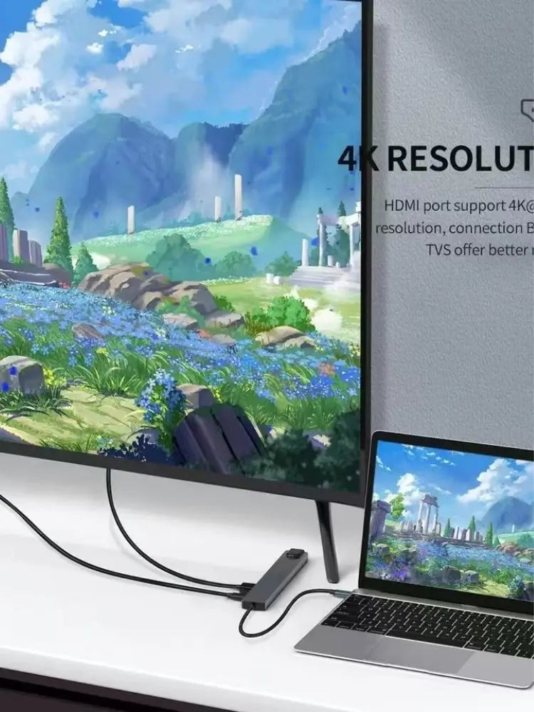 8in1 USB C HUB Type C Splitter 4K Thunderbolt 3 Docking Station Laptop Adapter For Macbook Air M1 iPad Pro RJ45 HDMI Computer