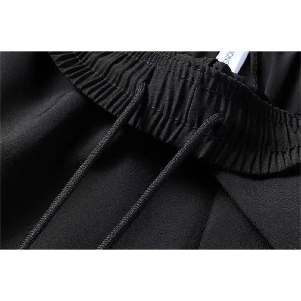 Men's Ultra-Thin Ice Silk Casual Shorts Quick Dry Summer Beach Jogging Sport Loose Fit Gym Sweatpants with Zipper