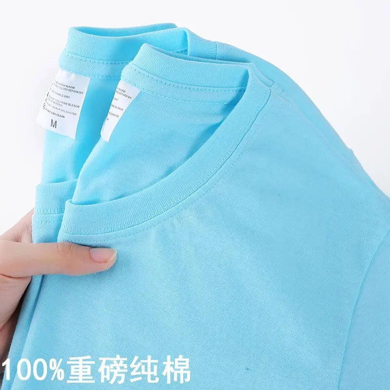 Unisex 100% Cotton Solid Color T-shirt O-Neck Short-Sleeve Summer Casual Top Loose Fit M-4XL Breathable Moisture Wicking