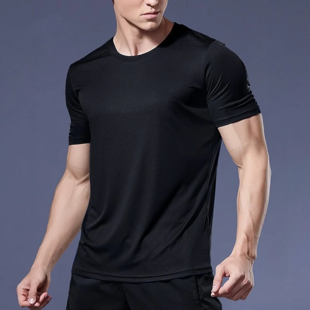 Men's Quick Dry Moisture Wicking round Neck T-Shirt Lightweight Running Exercise Gym Sport Short Sleeve Training Shirt Top