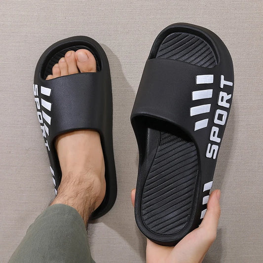 Men's Summer Fashion Thick Sole Slippers Non-Slip Indoor Outdoor Beach Sandals Comfortable Adult Flip Flop Shower Slippers