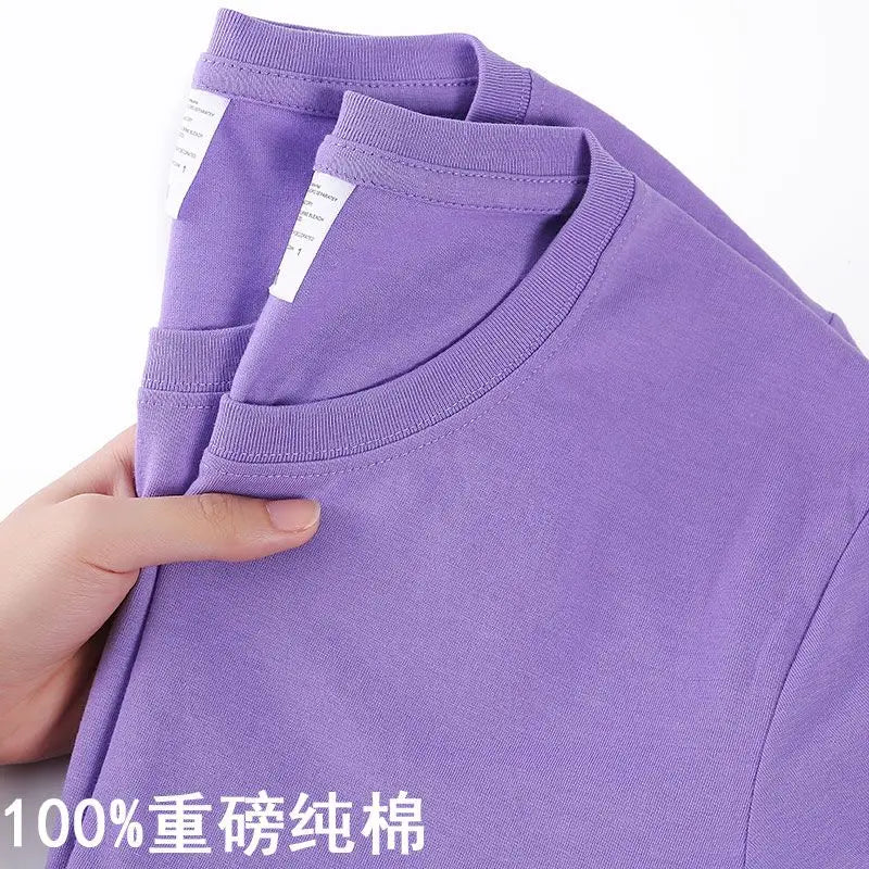 Unisex 100% Cotton Solid Color T-shirt O-Neck Short-Sleeve Summer Casual Top Loose Fit M-4XL Breathable Moisture Wicking