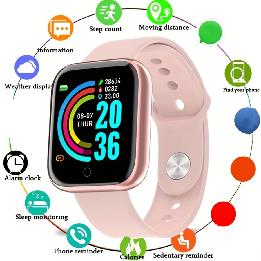 Smartwatch for Men Women Fitness Tracker Message Reminder Sleep Monitor Heart Rate Monitor Wristwatch Compatible with Android iOS