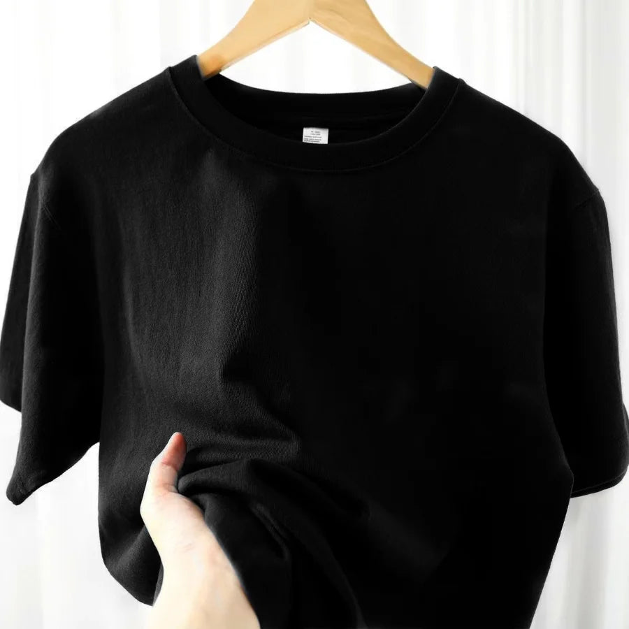 Unisex 100% Cotton Solid Color T-shirt O-Neck Short-Sleeve Summer Casual Top Loose Fit M-4XL Breathable Moisture Wicking
