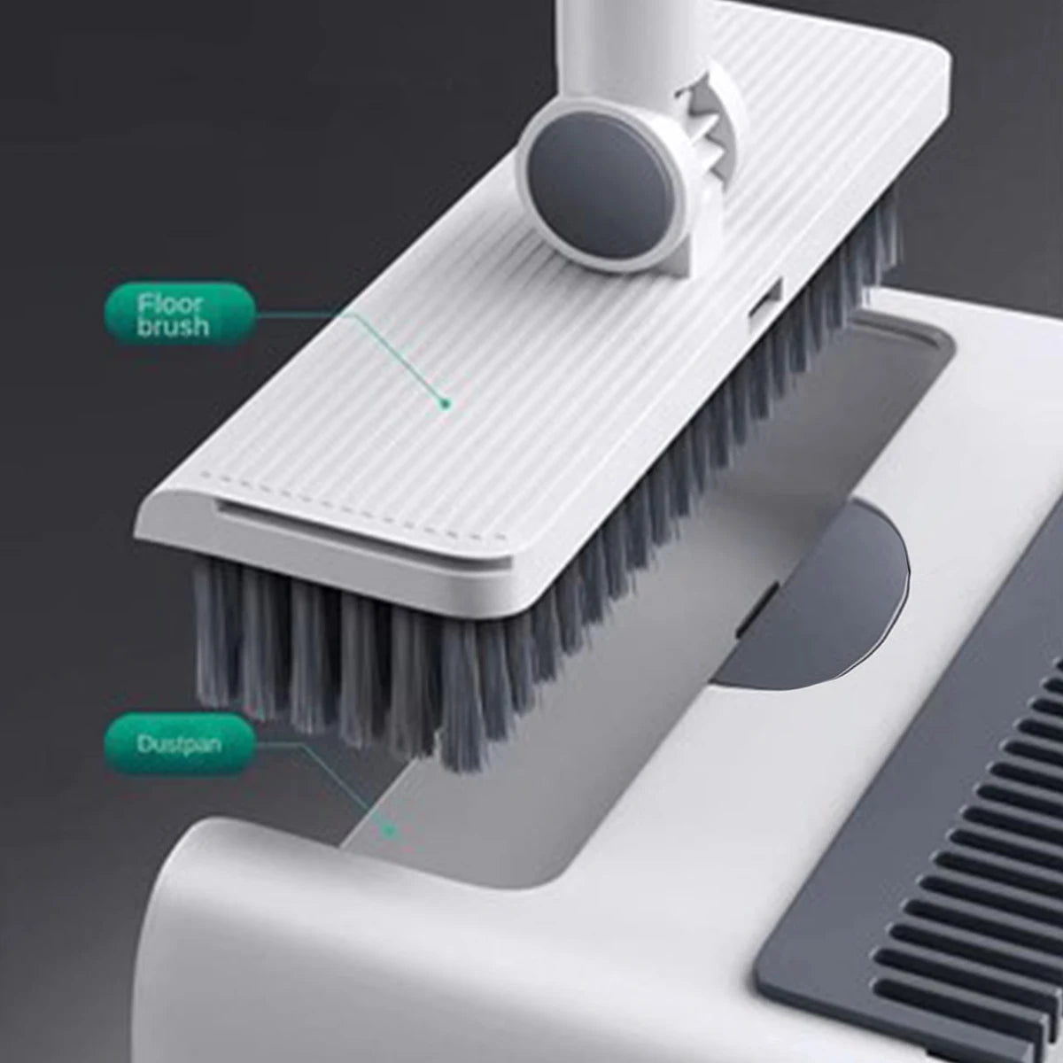 3-in-1 Long-Handled Broom And Dustpan Set Floor Brush Combo for Home Office School Dorm - PVC Broom Head Metal Dustpan