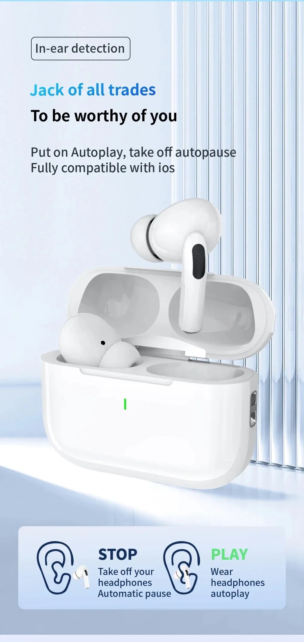 Airs pro Wireless Bluetooth Earphones with Gaming Features Noise-Cancellation 5.0 USB Charging Case Sport Kids' Headphones