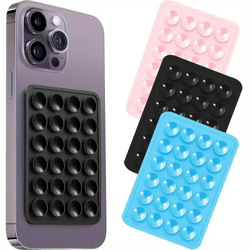 Multifunctional Silicone Suction Cup Phone Holder Mat Anti-Slip Square Wall Stand Single-Sided Case Mount for Apple iPhone