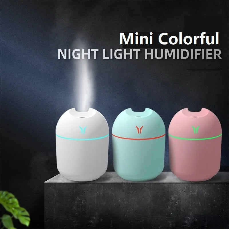 250ML USB Mini Ultrasonic Air Humidifier Essential Oil Aroma Diffuser with LED Color Lamp for Home Car Mute Mist Maker Touch-tone Control