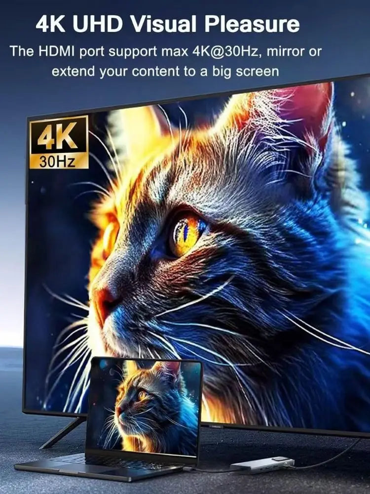 8in1 USB C HUB Type C Splitter 4K Thunderbolt 3 Docking Station Laptop Adapter For Macbook Air M1 iPad Pro RJ45 HDMI Computer