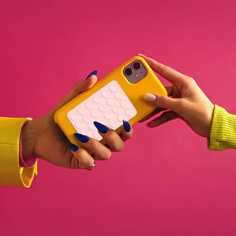 Multifunctional Silicone Suction Cup Phone Holder Mat Anti-Slip Square Wall Stand Single-Sided Case Mount for Apple iPhone