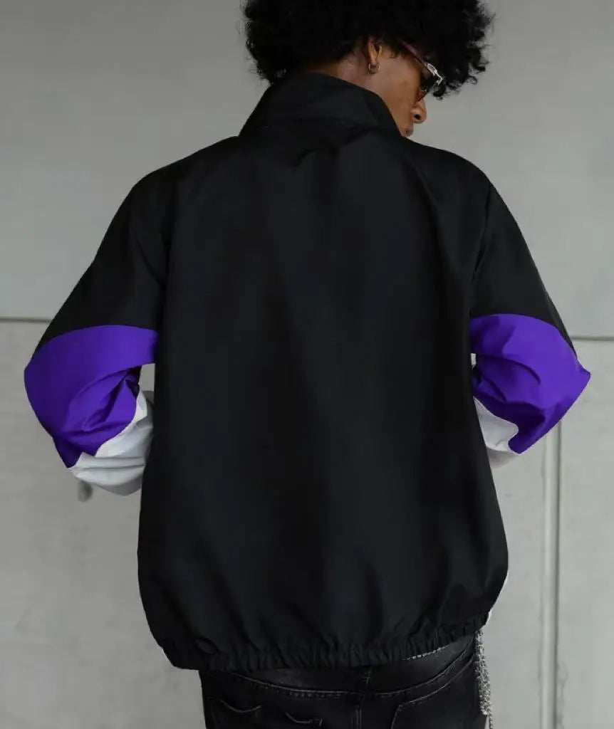 Men's Casual Windproof Zip-Up Jacket Regular Fit Polyester Spring Autumn Outerwear Short Eye-Catching Design