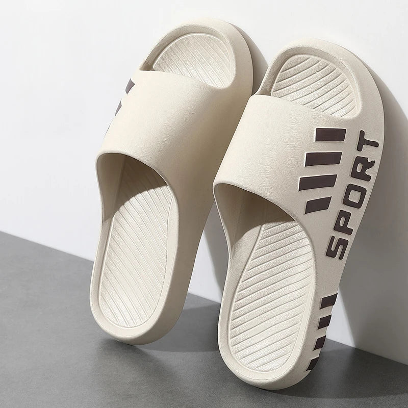 Men's Summer Fashion Thick Sole Slippers Non-Slip Indoor Outdoor Beach Sandals Comfortable Adult Flip Flop Shower Slippers