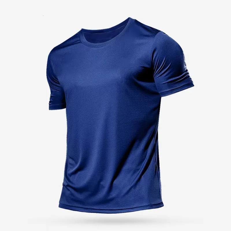 Men's Quick Dry Moisture Wicking round Neck T-Shirt Lightweight Running Exercise Gym Sport Short Sleeve Training Shirt Top