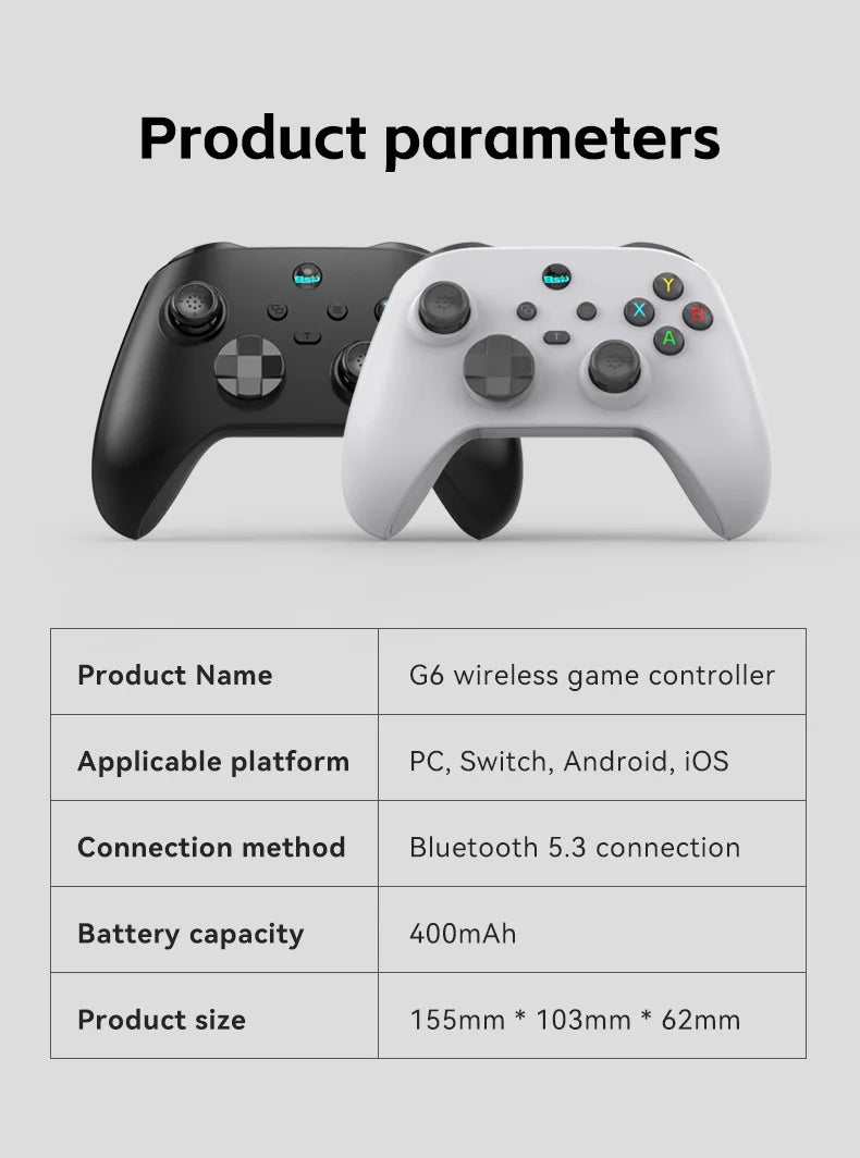 G6 Wireless Mobile Game Controller with Hall Triggers And Joystick for Nintendo Switch PC Android iOS - Supporting Multiple Platforms