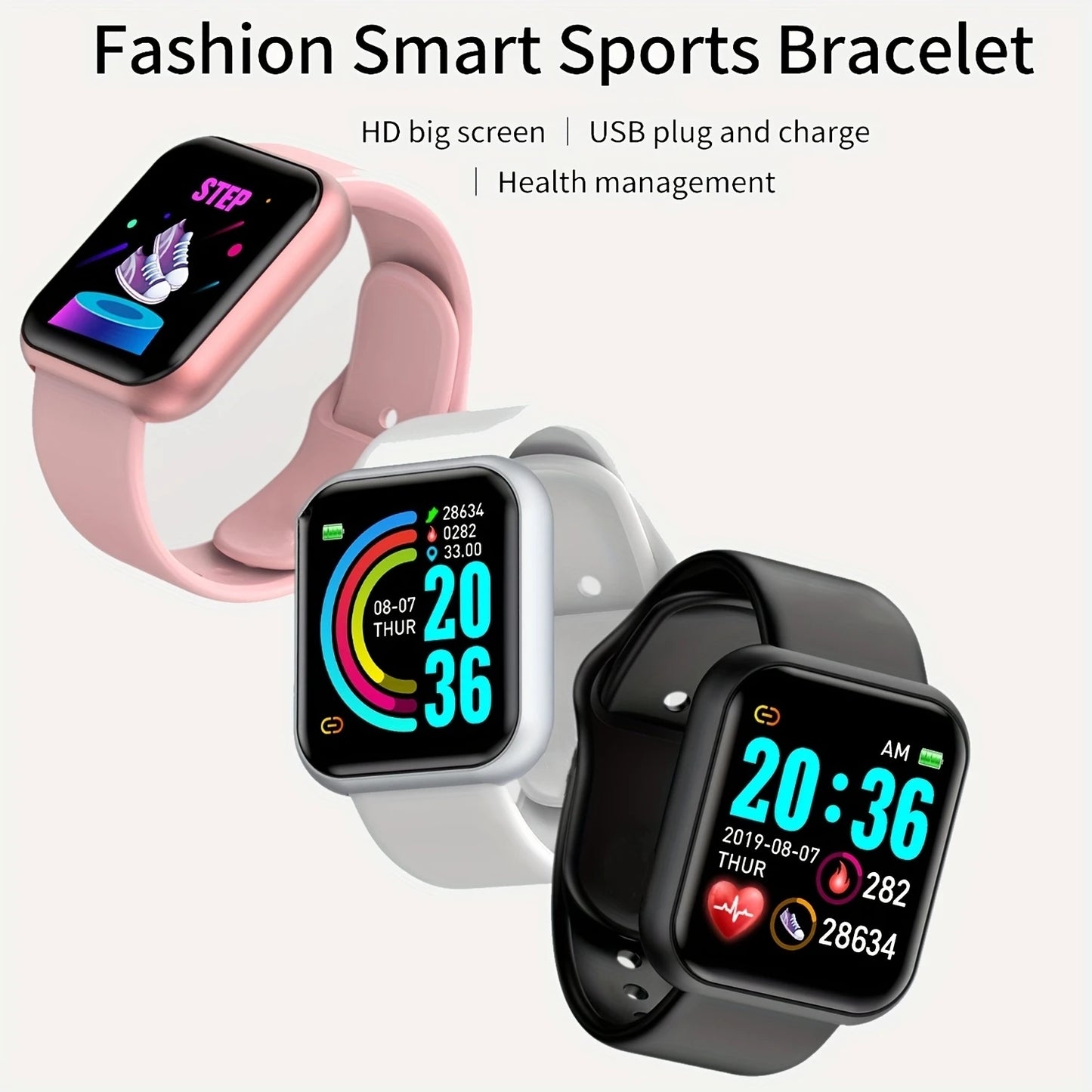 Smartwatch for Men Women Fitness Tracker Message Reminder Sleep Monitor Heart Rate Monitor Wristwatch Compatible with Android iOS
