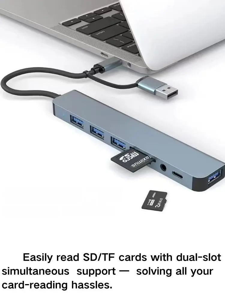 8in1 USB C HUB Type C Splitter 4K Thunderbolt 3 Docking Station Laptop Adapter For Macbook Air M1 iPad Pro RJ45 HDMI Computer