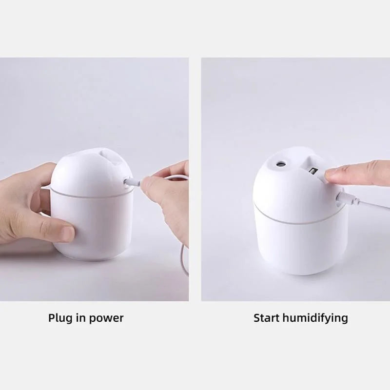 250ML USB Mini Ultrasonic Air Humidifier Essential Oil Aroma Diffuser with LED Color Lamp for Home Car Mute Mist Maker Touch-tone Control