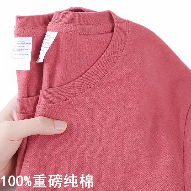 Unisex 100% Cotton Solid Color T-shirt O-Neck Short-Sleeve Summer Casual Top Loose Fit M-4XL Breathable Moisture Wicking