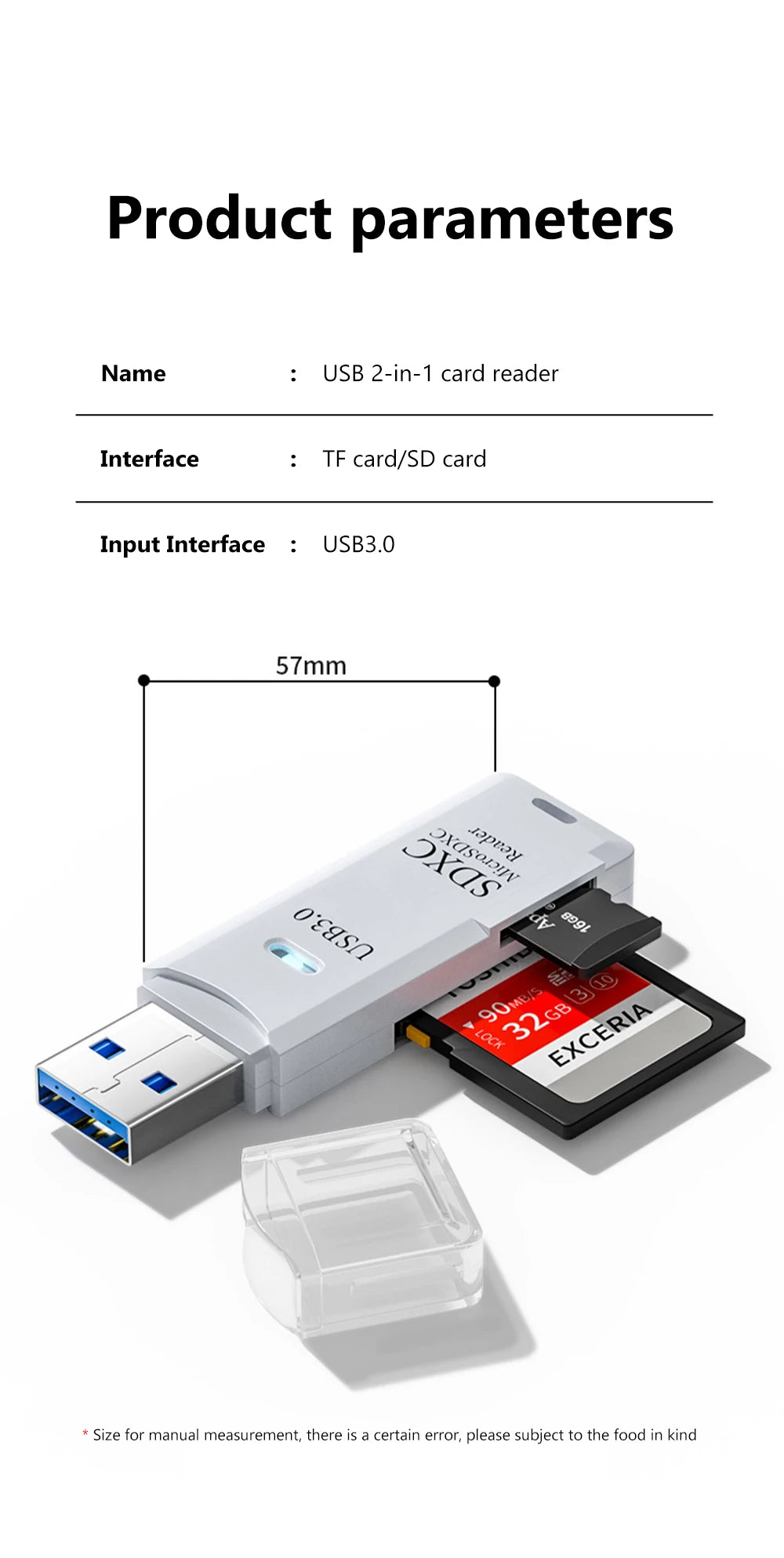 High-Speed 2-in-1 USB 3.0 Card Reader Micro TF SD Memory Card Adapter for PC Laptop - Mobile Phone Accessories