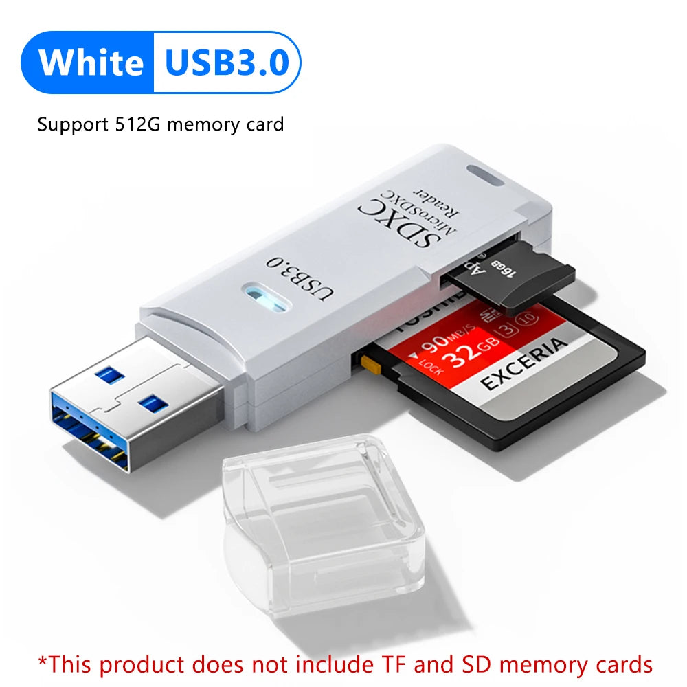 High-Speed 2-in-1 USB 3.0 Card Reader Micro TF SD Memory Card Adapter for PC Laptop - Mobile Phone Accessories