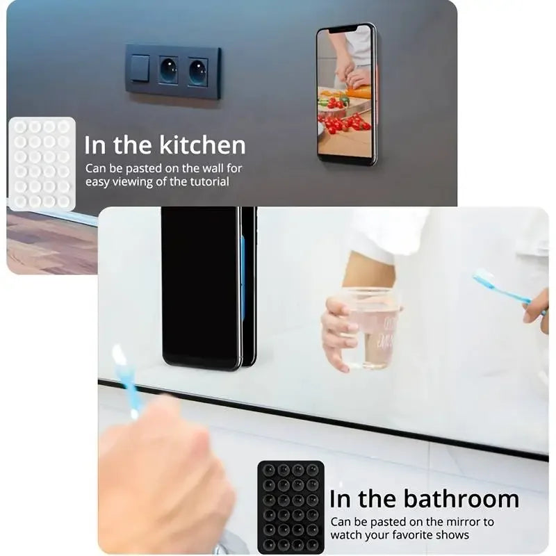 Multifunctional Silicone Suction Cup Phone Holder Mat Anti-Slip Square Wall Stand Single-Sided Case Mount for Apple iPhone