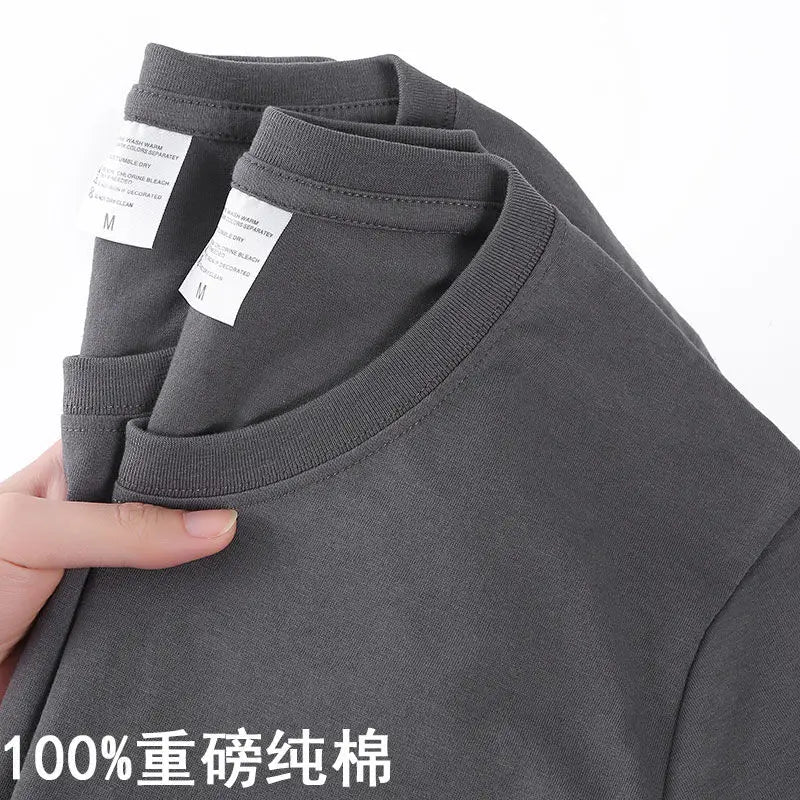 Unisex 100% Cotton Solid Color T-shirt O-Neck Short-Sleeve Summer Casual Top Loose Fit M-4XL Breathable Moisture Wicking