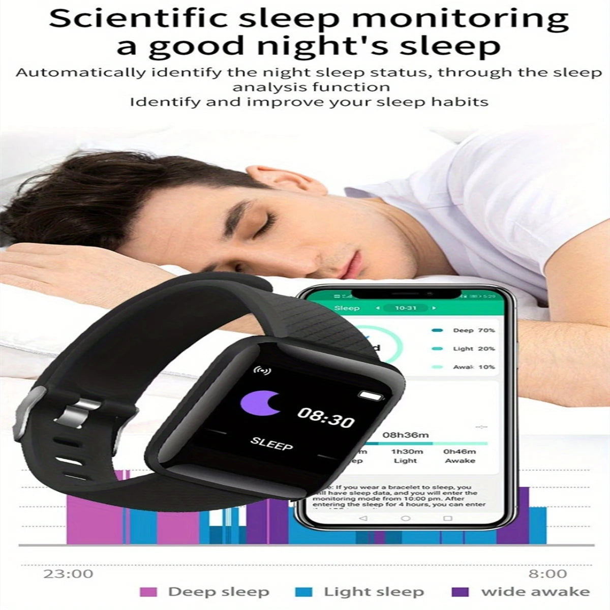 Smartwatch for Men Women Fitness Tracker Message Reminder Sleep Monitor Heart Rate Monitor Wristwatch Compatible with Android iOS