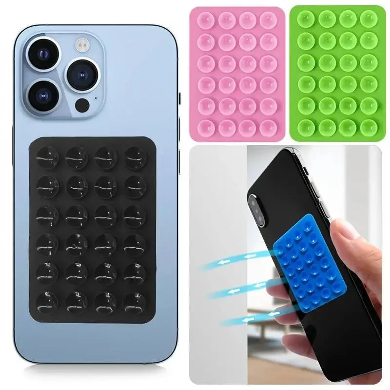 Multifunctional Silicone Suction Cup Phone Holder Mat Anti-Slip Square Wall Stand Single-Sided Case Mount for Apple iPhone