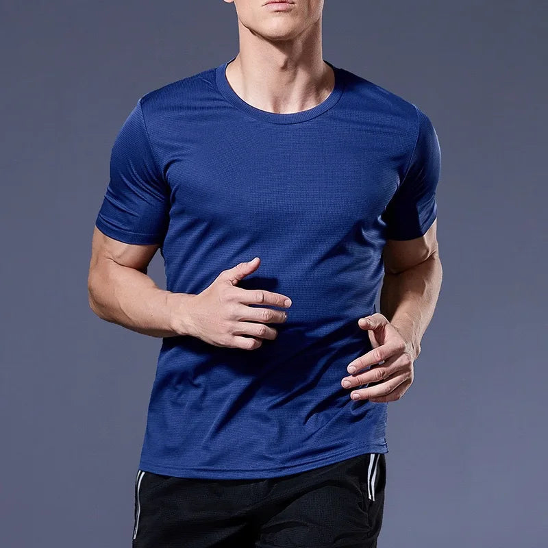 Men's Quick Dry Moisture Wicking round Neck T-Shirt Lightweight Running Exercise Gym Sport Short Sleeve Training Shirt Top