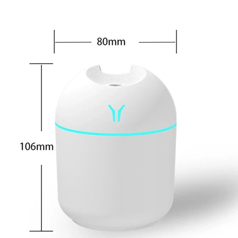 250ML USB Mini Ultrasonic Air Humidifier Essential Oil Aroma Diffuser with LED Color Lamp for Home Car Mute Mist Maker Touch-tone Control