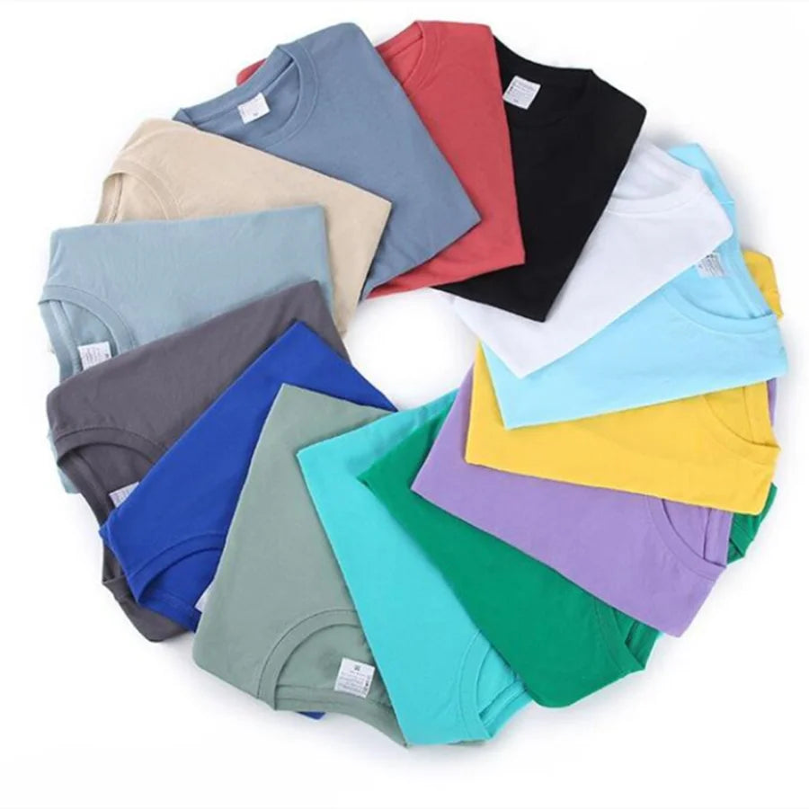 Unisex 100% Cotton Solid Color T-shirt O-Neck Short-Sleeve Summer Casual Top Loose Fit M-4XL Breathable Moisture Wicking