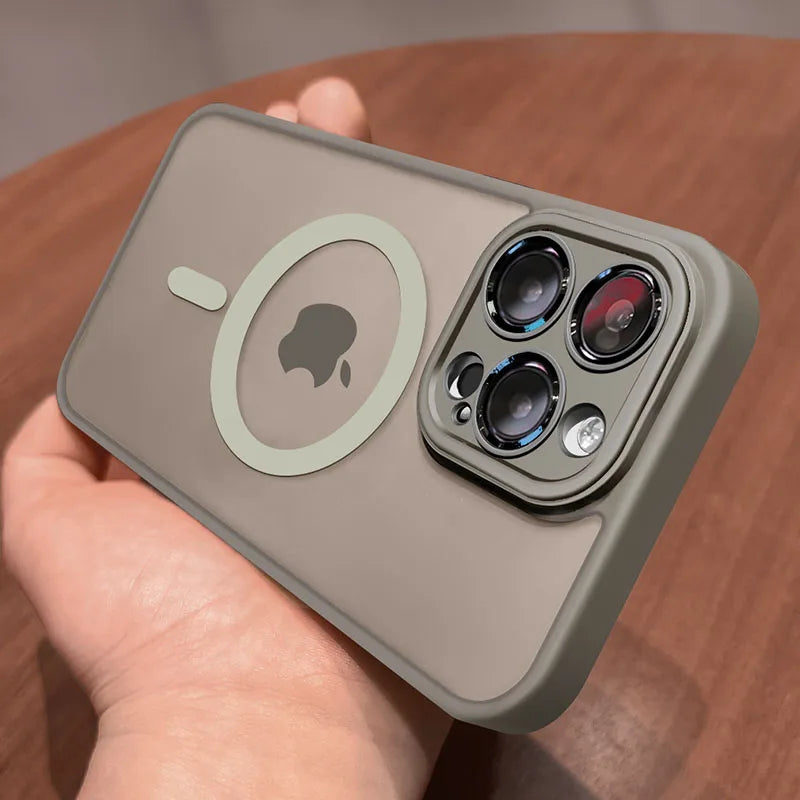Luxury Matte Armor Magsafe Wireless Charging Case for iPhone 11/12/13/14/15/16/17 pro Max plus - Shockproof Non-Slip Cover