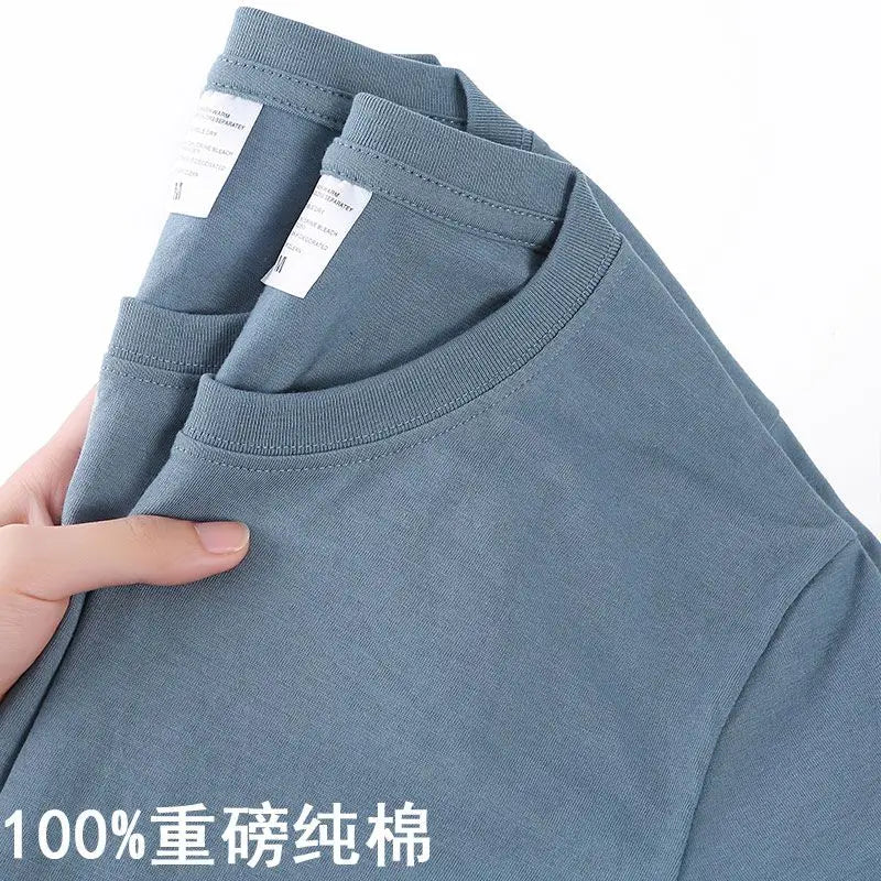 Unisex 100% Cotton Solid Color T-shirt O-Neck Short-Sleeve Summer Casual Top Loose Fit M-4XL Breathable Moisture Wicking