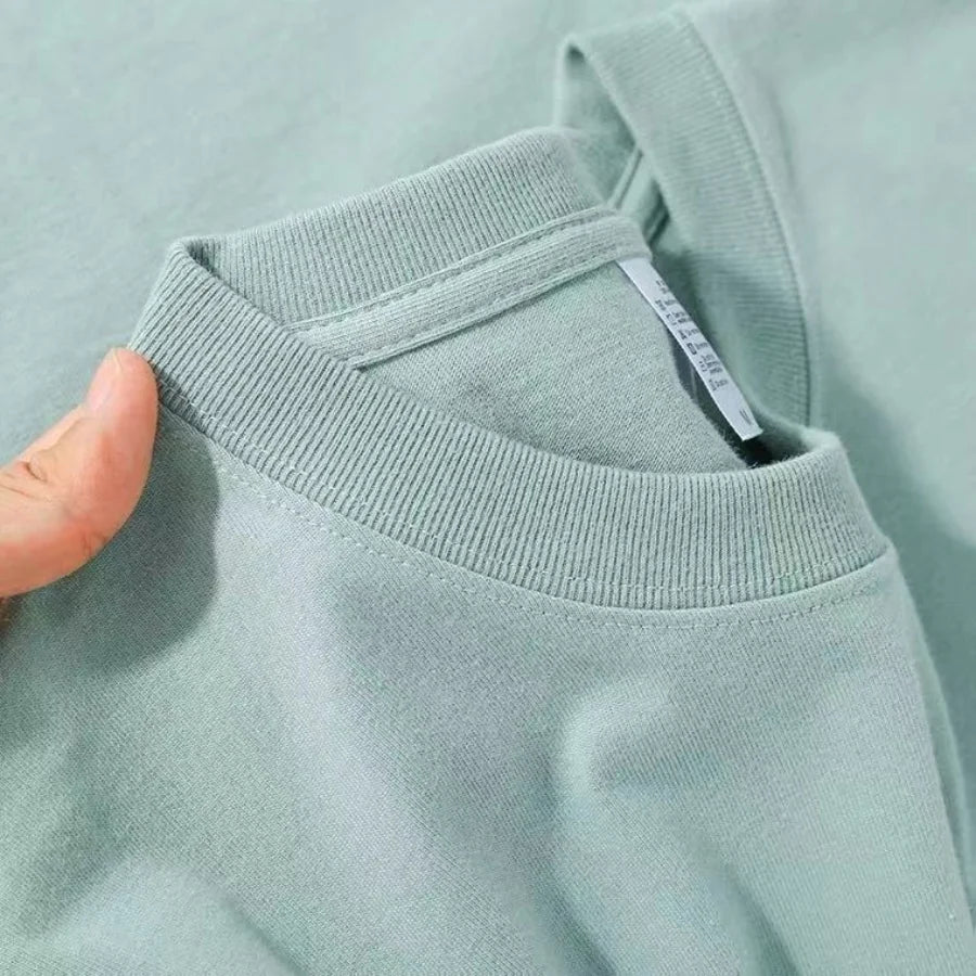 Unisex 100% Cotton Solid Color T-shirt O-Neck Short-Sleeve Summer Casual Top Loose Fit M-4XL Breathable Moisture Wicking