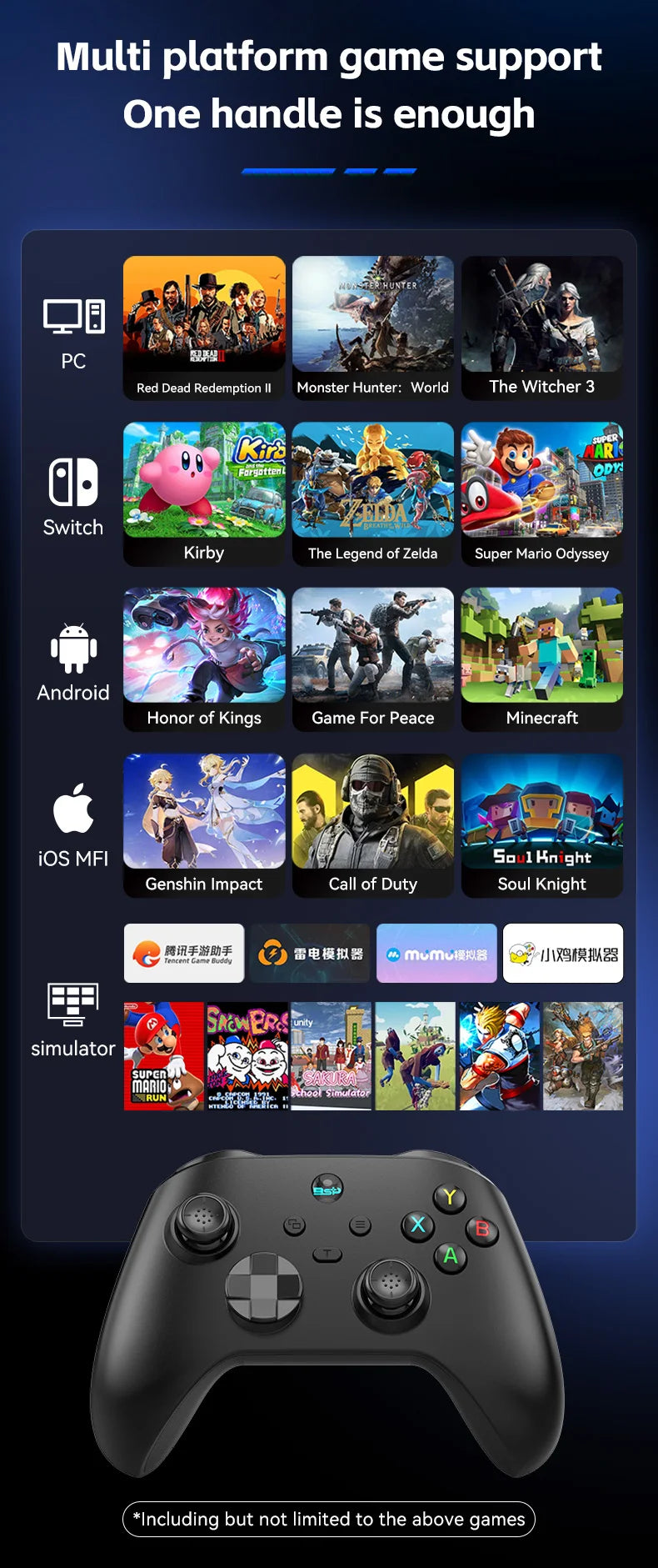 G6 Wireless Mobile Game Controller with Hall Triggers And Joystick for Nintendo Switch PC Android iOS - Supporting Multiple Platforms