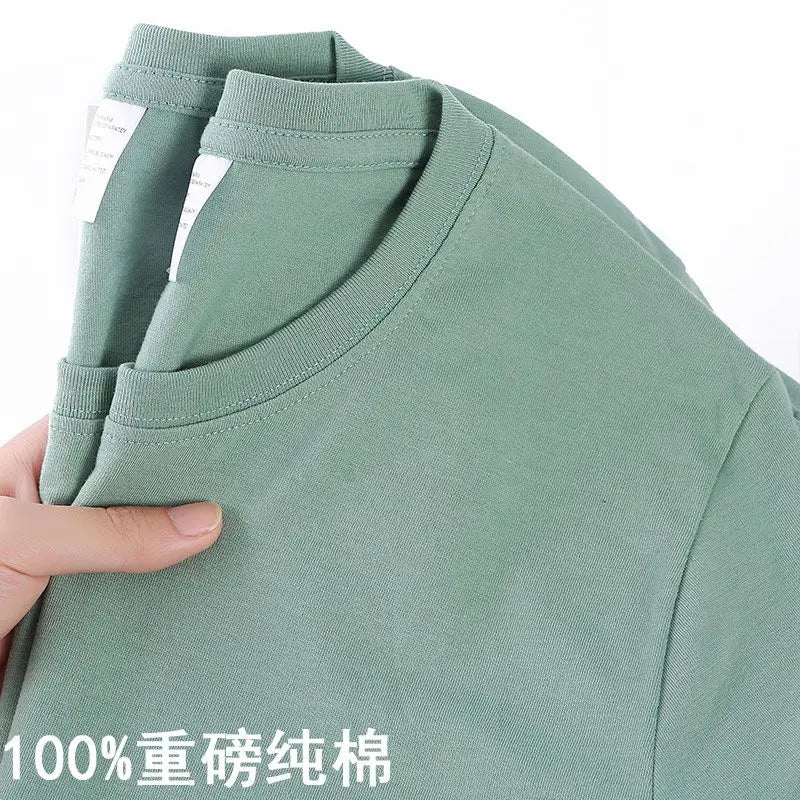 Unisex 100% Cotton Solid Color T-shirt O-Neck Short-Sleeve Summer Casual Top Loose Fit M-4XL Breathable Moisture Wicking