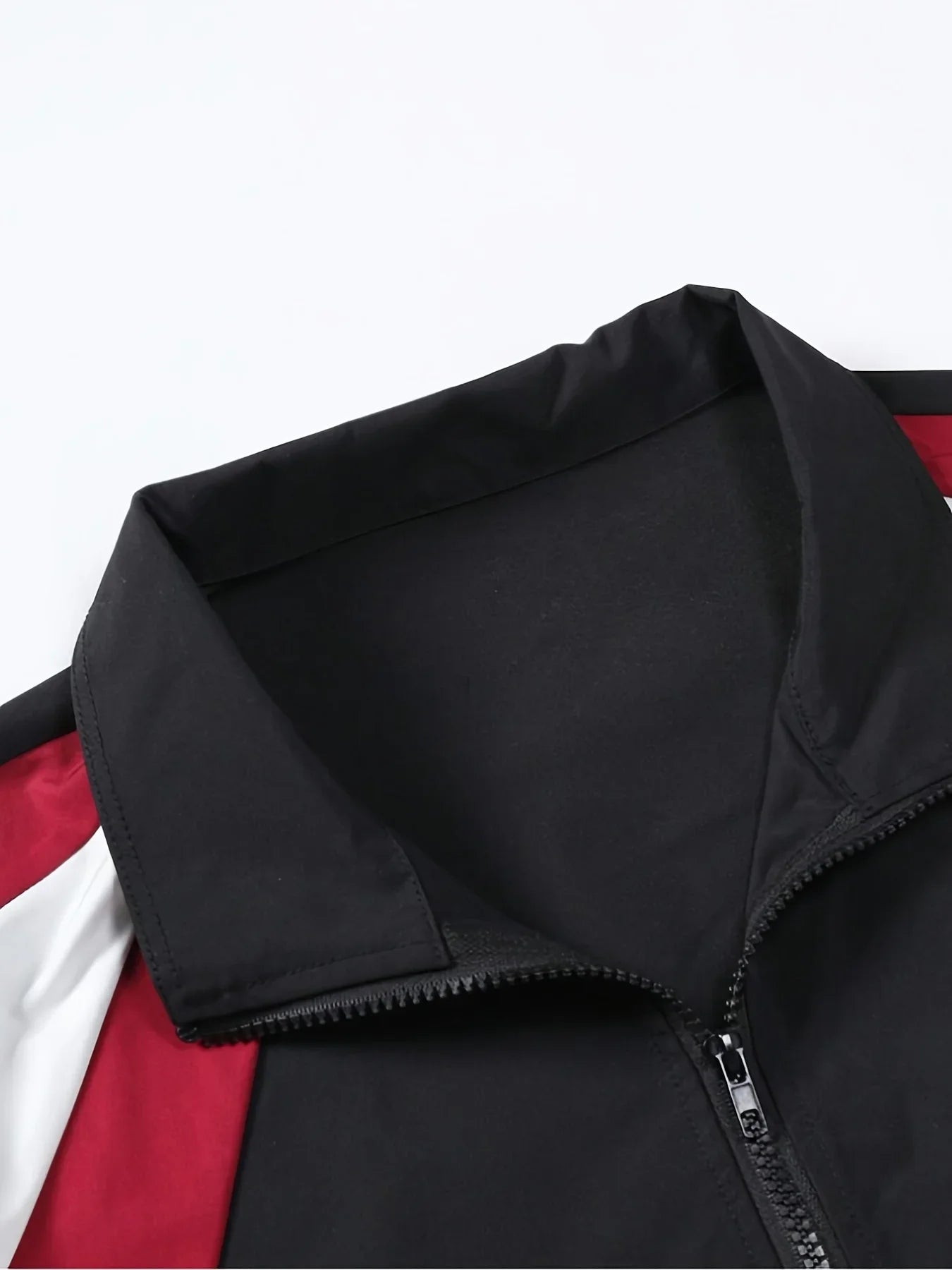 Men's Casual Windproof Zip-Up Jacket Regular Fit Polyester Spring Autumn Outerwear Short Eye-Catching Design