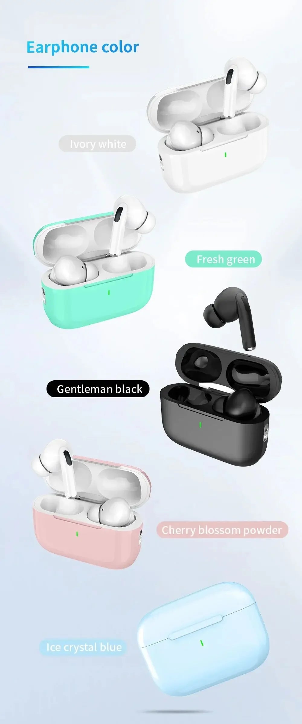 Airs pro Wireless Bluetooth Earphones with Gaming Features Noise-Cancellation 5.0 USB Charging Case Sport Kids' Headphones