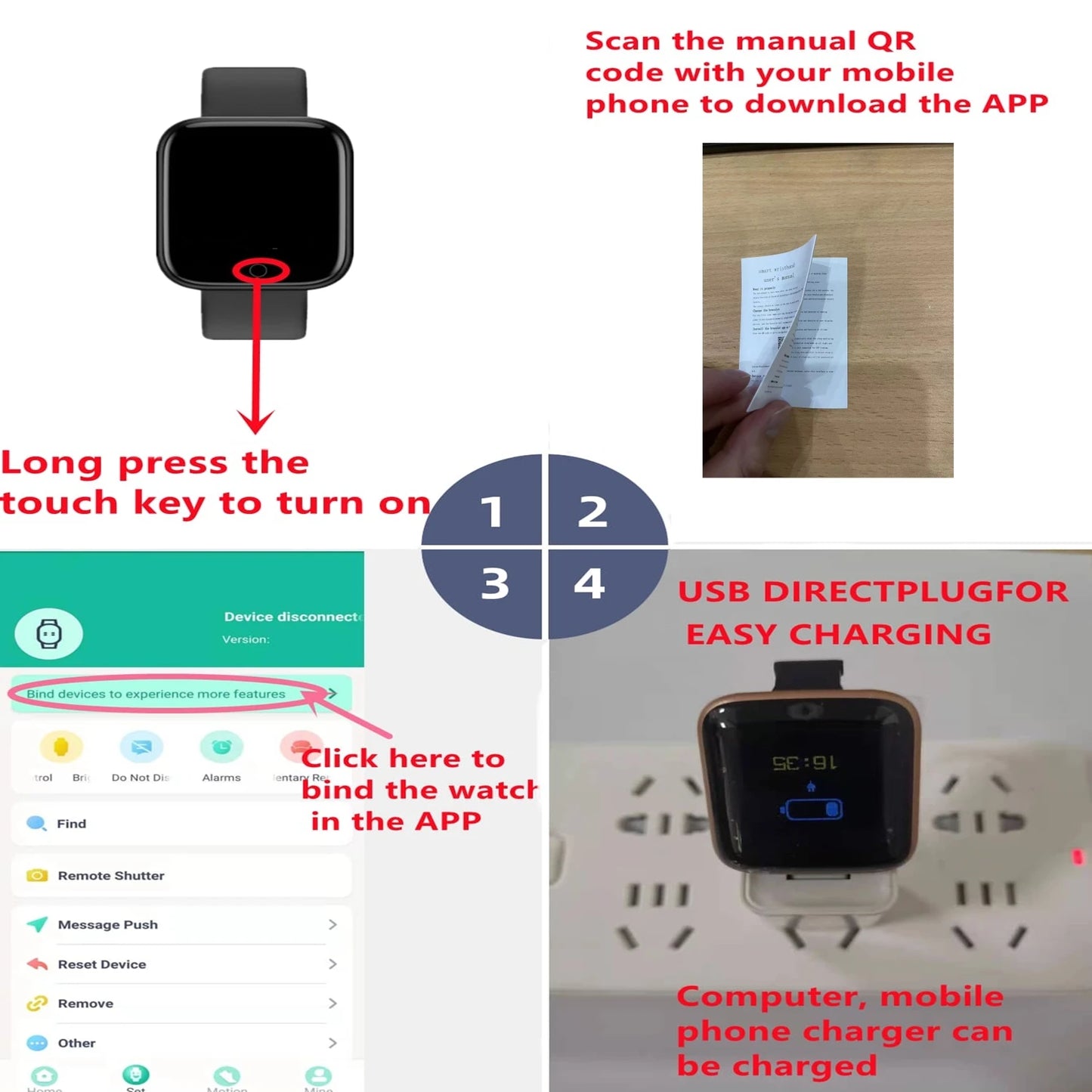 Smartwatch for Men Women Fitness Tracker Message Reminder Sleep Monitor Heart Rate Monitor Wristwatch Compatible with Android iOS