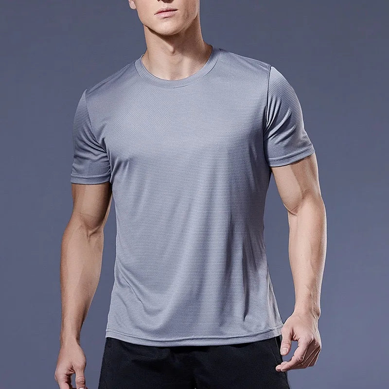 Men's Quick Dry Moisture Wicking round Neck T-Shirt Lightweight Running Exercise Gym Sport Short Sleeve Training Shirt Top
